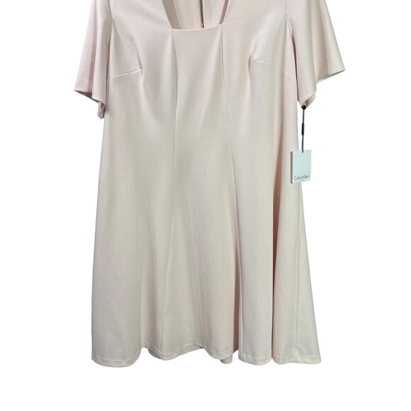 Calvin Klein Womens Light Pink Short Sleeve A-Line Dress Size 16W Midi New - Picture 3 of 8